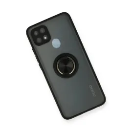 Newface Oppo A15 Kılıf Montreal Yüzüklü Silikon Kapak - Siyah