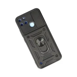 Newface Realme C25Y Kılıf Pars Lens Yüzüklü Silikon - Siyah