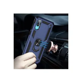 Newface Samsung Galaxy A02 Kılıf Sofya Yüzüklü Silikon Kapak - Lacivert