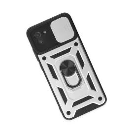 Newface Samsung Galaxy A03 Kılıf Pars Lens Yüzüklü Silikon - Gümüş