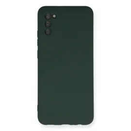 Newface Samsung Galaxy A03S Kılıf Nano Içi Kadife Silikon - Koyu Yeşil