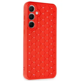 Newface Samsung Galaxy A35 5G Kılıf Petek Silikon Kapak - Kırmızı