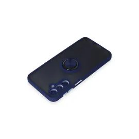 Newface Samsung Galaxy M34 5G Kılıf Montreal Yüzüklü Silikon Kapak - Lacivert