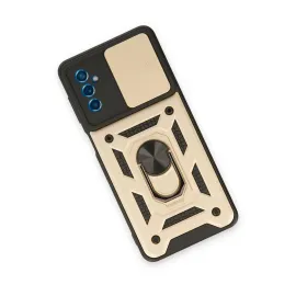 Newface Samsung Galaxy M52 5G Kılıf Pars Lens Yüzüklü Silikon - Gold