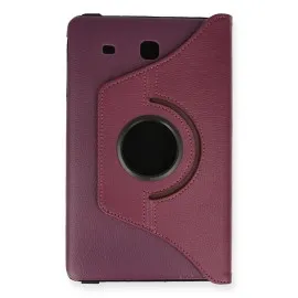 Newface Samsung Galaxy T560 Tab E 9.7 Kılıf 360 Tablet Deri Kılıf - Mürdüm