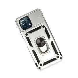 Newface Xiaomi Mi 11 Lite Kılıf Pars Lens Yüzüklü Silikon - Gümüş