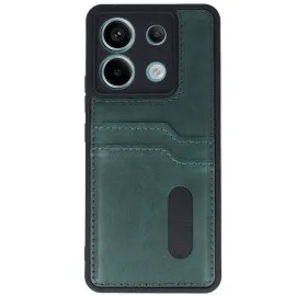 Newface Xiaomi Redmi Note 13 Pro 5G Kılıf Sara Kartvizitli Deri Kılıf - Koyu Yeşil