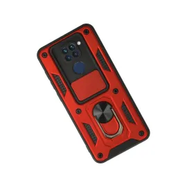 Newface Xiaomi Redmi Note 9 Kılıf Pars Lens Yüzüklü Silikon - Kırmızı