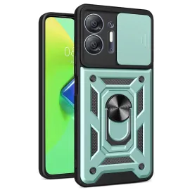 Newface İnfinix Hot 30 5G Kılıf Pars Lens Yüzüklü Silikon - Yeşil