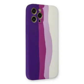 Newface Iphone 12 Pro Max Kılıf Ebruli Lansman Silikon - Mor-Beyaz