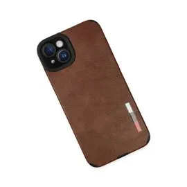 Newface iPhone 14 Plus Kılıf Loop Deri Silikon - Kahverengi