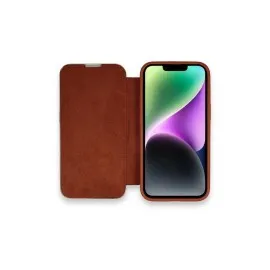 Newface Iphone 14 Pro Max Kılıf Dolpin Kapaklı - Kahverengi