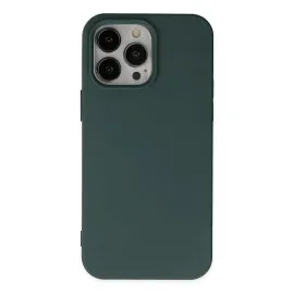 Newface iPhone 14 Pro Max Kılıf Nano içi Kadife Silikon - Koyu Yeşil