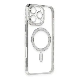 Newface Iphone 16 Pro Kılıf Joke Simli Magneticsafe Kılıf - Gümüş