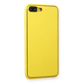 Newface Iphone 7 Plus Kılıf Coco Deri Silikon Kapak - Sarı