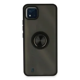 Newface Realme C11 2021 Kılıf Montreal Yüzüklü Silikon Kapak - Siyah