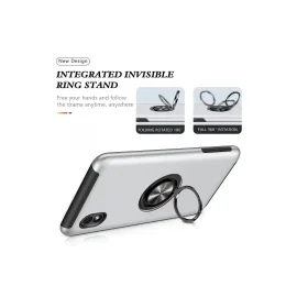 Newface Samsung Galaxy A01 Core Kılıf Elit Yüzüklü Kapak - Gümüş