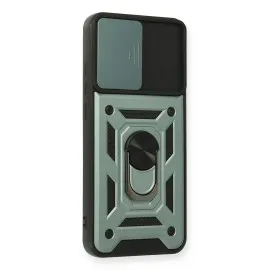 Newface Samsung Galaxy A03S Kılıf Pars Lens Yüzüklü Silikon - Yeşil