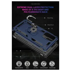 Newface Samsung Galaxy A03S Kılıf Sofya Yüzüklü Silikon Kapak - Lacivert