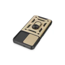 Newface Samsung Galaxy A14 4G Kılıf Pars Lens Yüzüklü Silikon - Gold