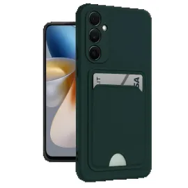 Newface Samsung Galaxy A16 5G Kılıf Kelvin Kartvizitli Silikon - Koyu Yeşil