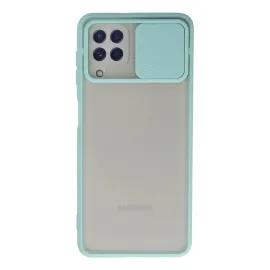 Newface Samsung Galaxy A22 Kılıf Palm Buzlu Kamera Sürgülü Silikon - Turkuaz