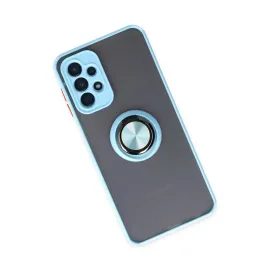 Newface Samsung Galaxy A23 4G Kılıf Montreal Yüzüklü Silikon Kapak - Buz Mavi