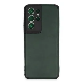 Newface Samsung Galaxy S21 Ultra Kılıf Loop Deri Silikon - Yeşil