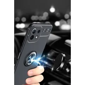 Newface Xiaomi Mi 11 Lite Kılıf Range Yüzüklü Silikon - Siyah-Gold