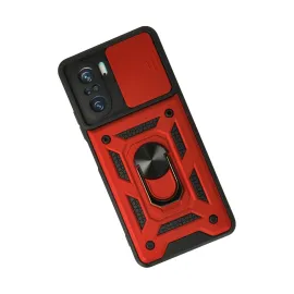 Newface Xiaomi Poco F3 Kılıf Pars Lens Yüzüklü Silikon - Kırmızı