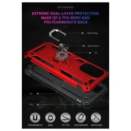 Newface Xiaomi Poco F3 Kılıf Sofya Yüzüklü Silikon Kapak - Kırmızı