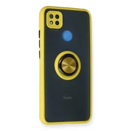 Newface Xiaomi Redmi 9C Kılıf Montreal Yüzüklü Silikon Kapak - Sarı