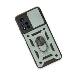 Newface Xiaomi Redmi Note 11T Kılıf Pars Lens Yüzüklü Silikon - Yeşil