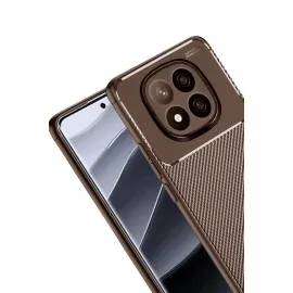 Newface Xiaomi Redmi Note 14 Pro Plus Kılıf Auto Focus Karbon Kapak - Kahverengi