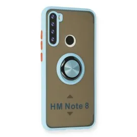 Newface Xiaomi Redmi Note 8 Kılıf Montreal Yüzüklü Silikon Kapak - Buz Mavi