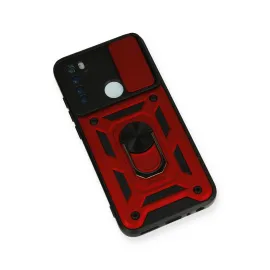 Newface Xiaomi Redmi Note 8 Kılıf Pars Lens Yüzüklü Silikon - Kırmızı