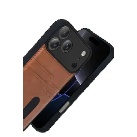 Newface Apple Iphone 17 Pro Sara Kartvizitli Deri Kılıf - Taba