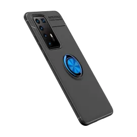 Newface Huawei P40 Pro Kılıf Range Yüzüklü Silikon - Siyah-Mavi