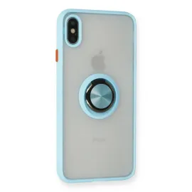 Newface Iphone X Kılıf Montreal Yüzüklü Silikon Kapak - Buz Mavi
