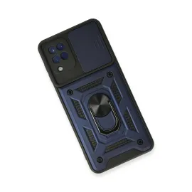 Newface Samsung Galaxy A22 Kılıf Pars Lens Yüzüklü Silikon - Lacivert