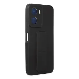 Newface Vivo Y16 Kılıf Mega Standlı Silikon - Siyah