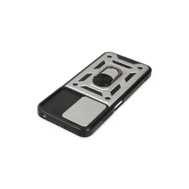 Newface Xiaomi Poco M5 Kılıf Pars Lens Yüzüklü Silikon - Gümüş