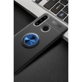 Newface Huawei Y6P Kılıf Range Yüzüklü Silikon - Siyah-Mavi