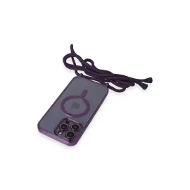 Newface Iphone 13 Pro Max Kılıf Divo Lazer Askılı Magsafe Kapak - Derin Mor