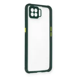 Newface Oppo Reno 4 Lite Kılıf Miami Şeffaf Silikon - Koyu Yeşil