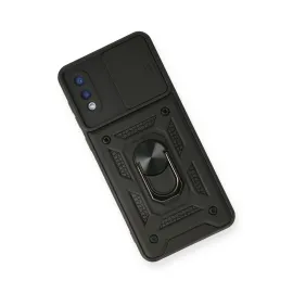 Newface Samsung Galaxy A02 Kılıf Pars Lens Yüzüklü Silikon - Siyah