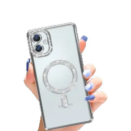 Newface Samsung Galaxy A06 Joke Simli Magneticsafe Kılıf - Gümüş