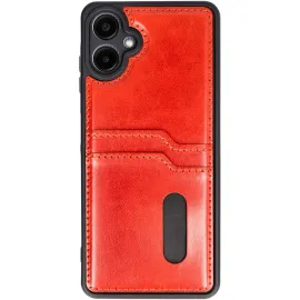 Newface Samsung Galaxy A06 Kılıf Sara Kartvizitli Deri Kılıf - Kırmızı