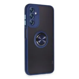 Newface Samsung Galaxy A14 4G Kılıf Montreal Yüzüklü Silikon Kapak - Lacivert
