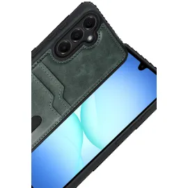 Newface Samsung Galaxy A17 5G Sara Kartvizitli Deri Kılıf - Yeşil